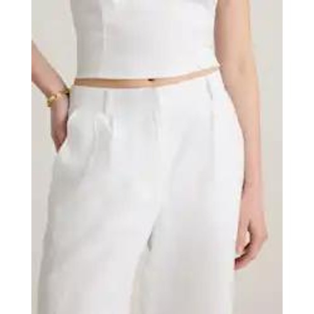 Quince European Linen Pleated Trouser White Size 4 New With Tags - Picture 6 of 14